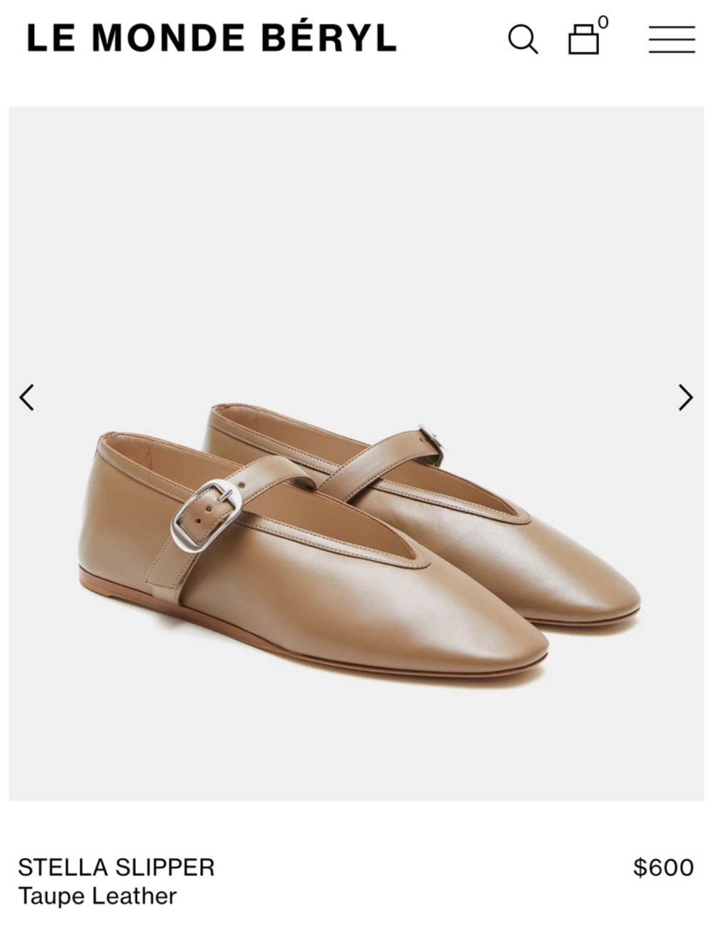 Le Monde Beryl Taupe Leather Mary Jane Flats